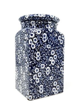 Vintage Royal Crownford Calico Blue & White Lidded Canister Floral Ironstone Jar